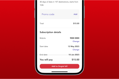 Activate ReadyRoam plan Step 6: Tap on 'Add to Singtel bill' and 'Subscribe'